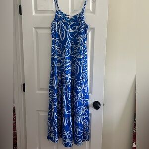 Blue and White Floral Maxi Dress